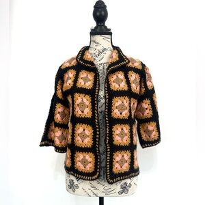 Handmade Granny Crochet Open Front Cardigan